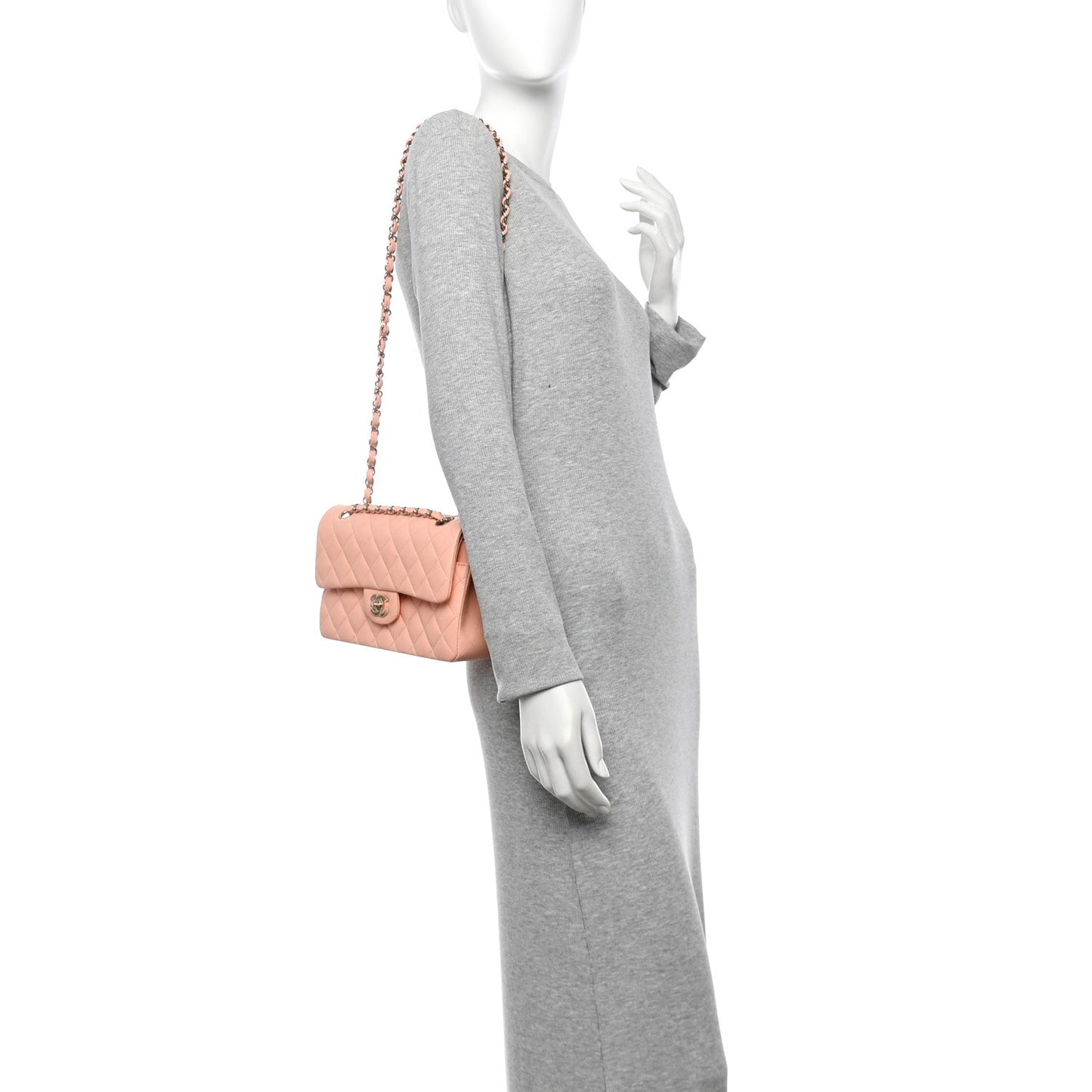 Lambskin Quilted Small Double Flap Light Pink