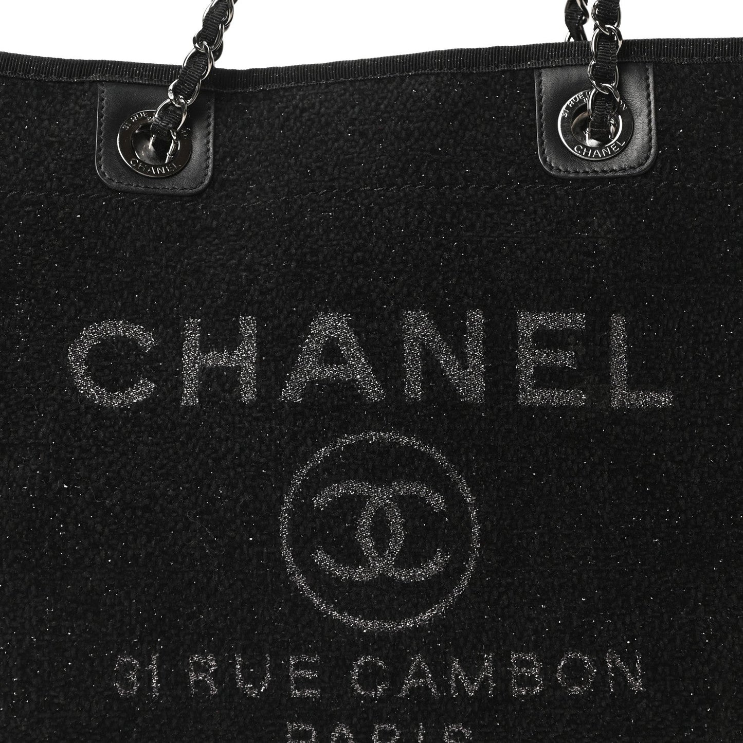 Lurex Canvas Small Deauville Tote Black