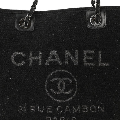 Lurex Canvas Small Deauville Tote Black