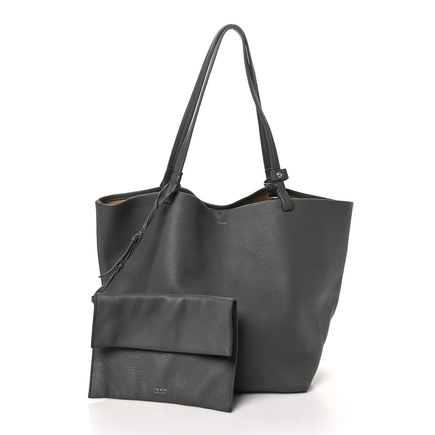 Grained Calfskin Park Tote Three Charcoal