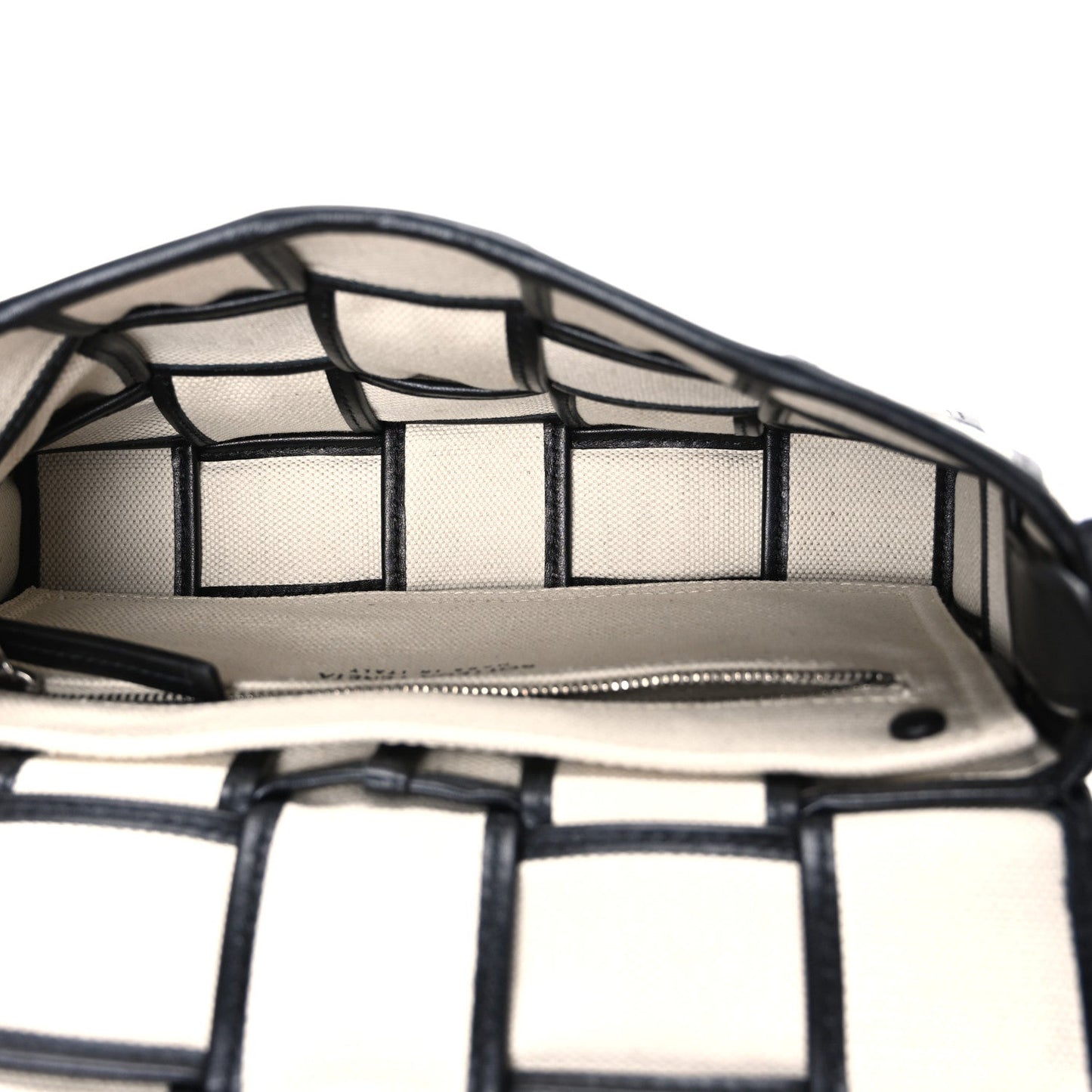 Canvas Intrecciato Padded Cassette Crossbody Bag Natural Black