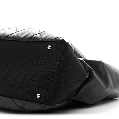 Coated Canvas Stitched XL Paris Biarritz Tote Black