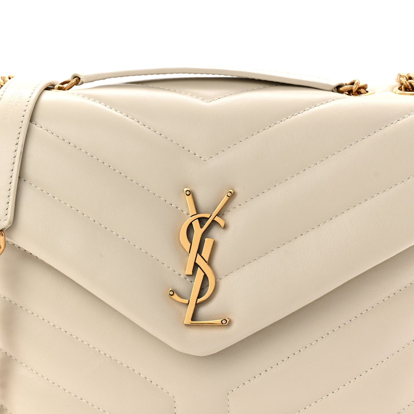Calfskin Y Quilted Monogram Small Loulou Chain Satchel Crema Soft