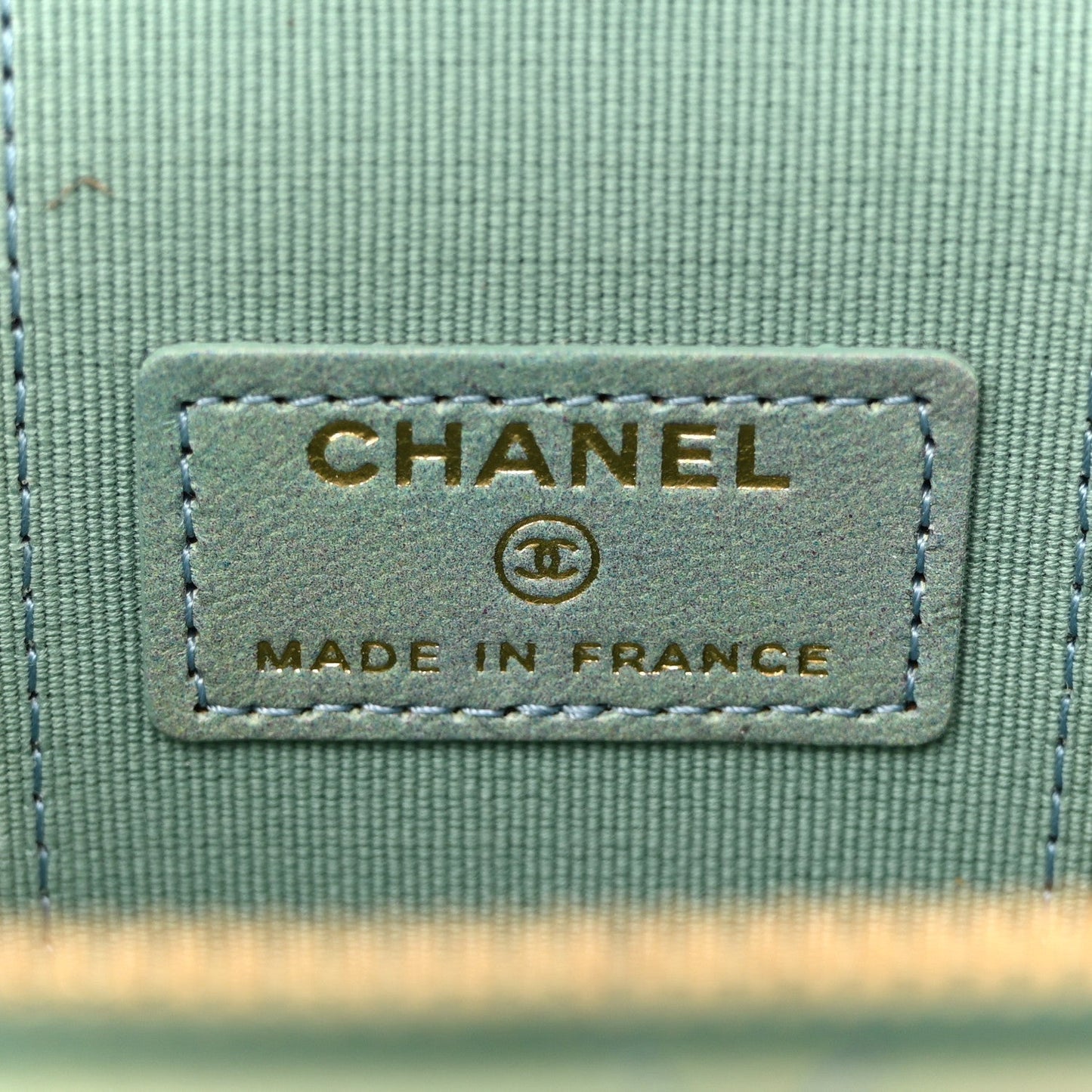 Lambskin Quilted Ombre Top Handle Mini Vanity Case With Chain Blue Green