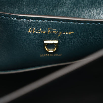 Calfskin Embossed Small Margot Top Handle Divisa Green