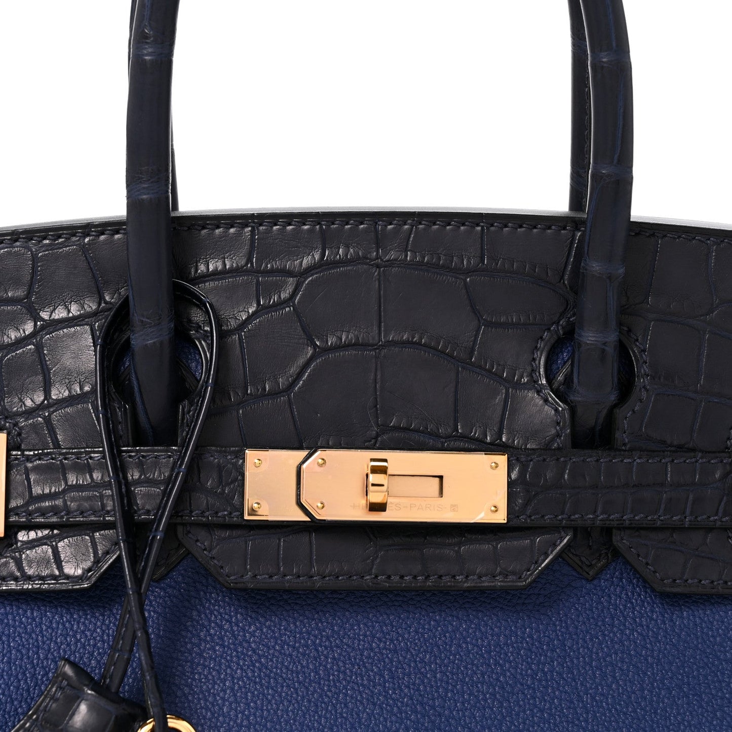 Taurillon Novillo Matte Alligator Birkin Touch 30 Bleu Saphir Bleu Marine