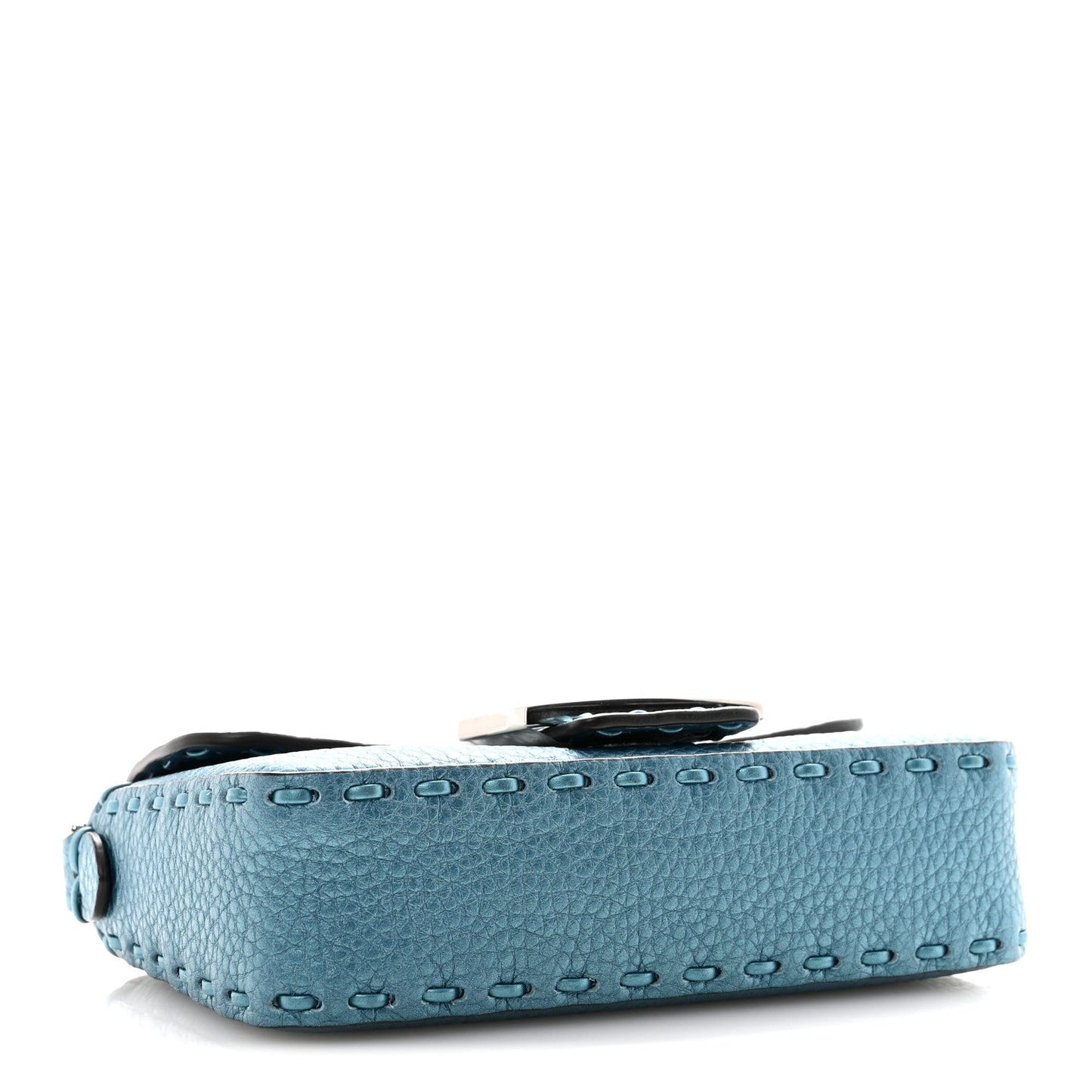 Metallic Cuoio Roma Sellerissima Nappa Sintetica Tape Stitch Mini Baguette Placca Argento