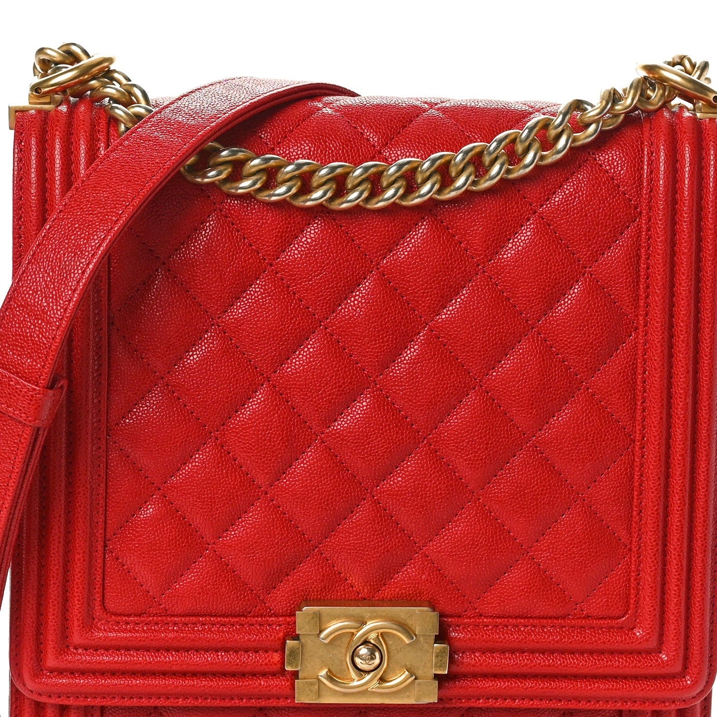 Caviar Quilted Maxi North South Boy Flap Red