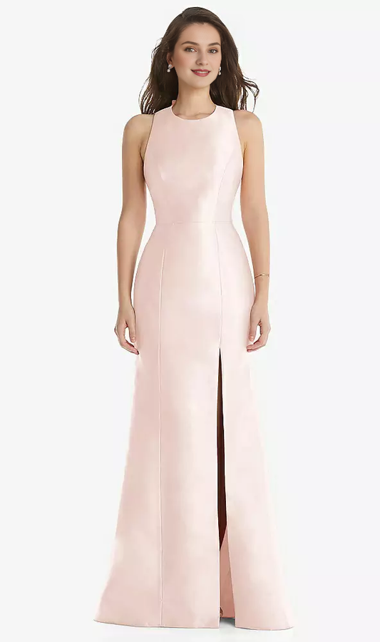 Jewel collar butterfly condensation back horn front slit Prom dress