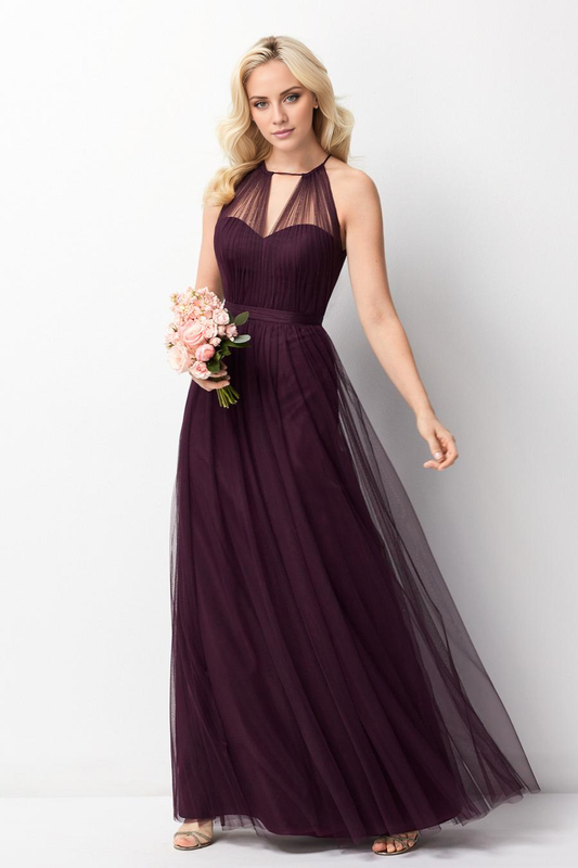 halter neckline off shoulder sleeveless backless sheer and floor length evening dress
