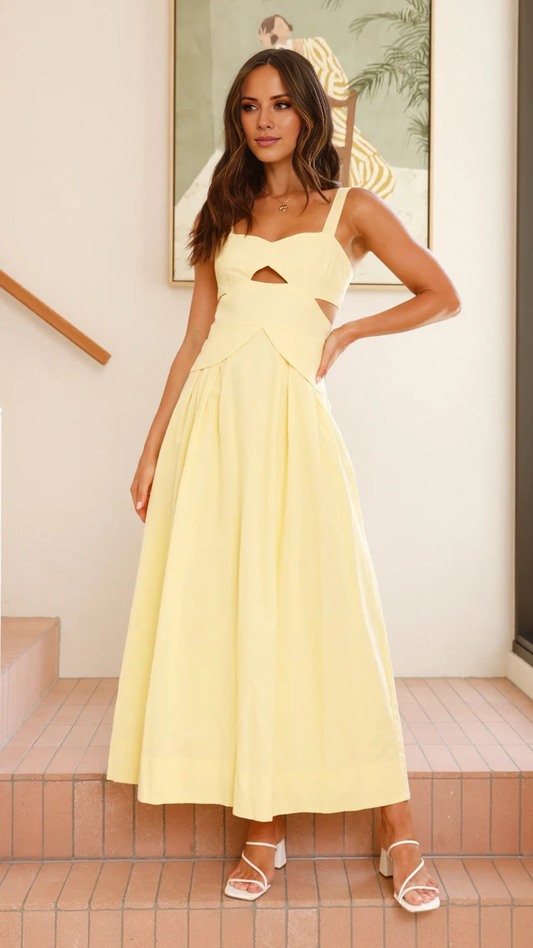 A-line boat neckline sleeveless backless long Prom dress