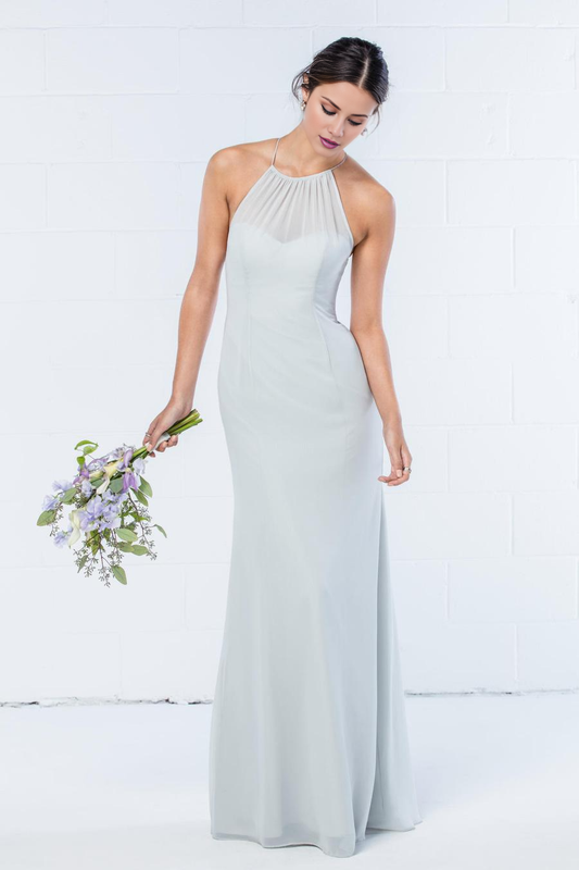 halter neckline off shoulder sleeveless backless and floor length evening dress