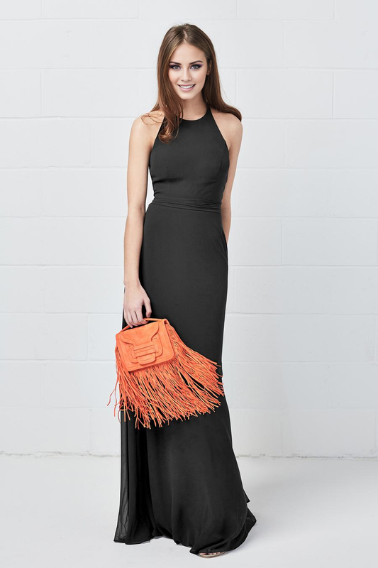 halter neckline off shoulder sleeveless backless and floor length evening dress