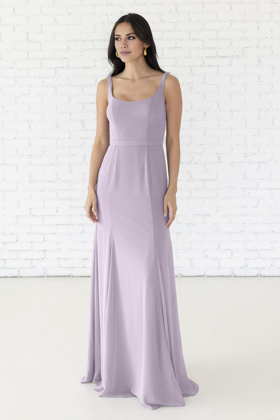 square neckline sleeveless backless and floor length evening dress
