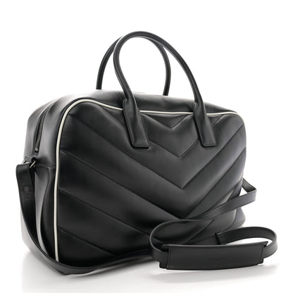 Calfskin Medium Miles Logo Bowler Duffel Bag Black