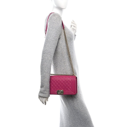 Caviar Quilted Medium Boy Flap Dark Pink