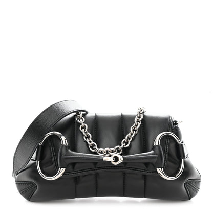 Nappa Vertical Matelasse Small Maxi Horsebit Chain Shoulder Bag Black