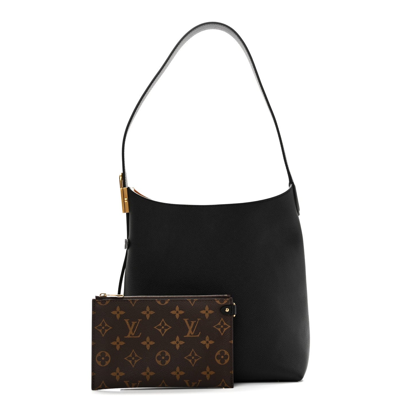 Grained Calfskin Low Key Hobo PM Black