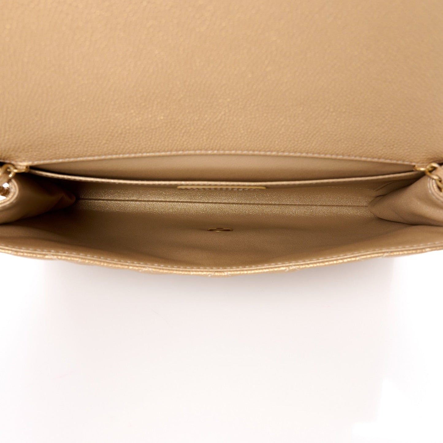 Metallic Caviar Quilted Clutch With Chain Flap Gold