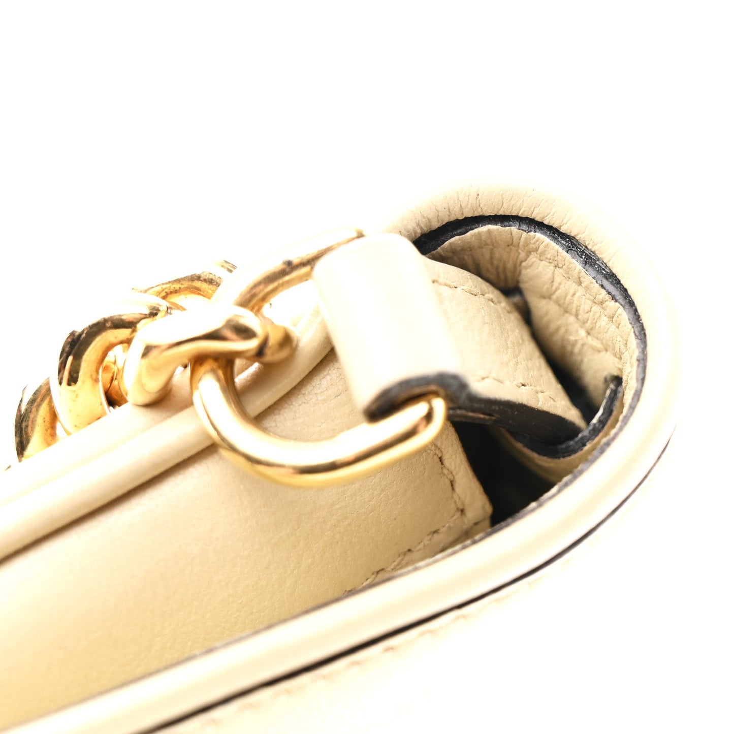 Roxy Calfskin Blondie Chain Shoulder Flap Bag Mystic White