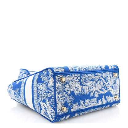 Canvas Toile De Jouy Reverse Embroidered Medium Lady D-Lite Fluorescent Blue