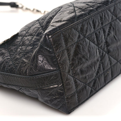 Crinkled Calfskin Macrocannage DiorStar Hobo Bag Black