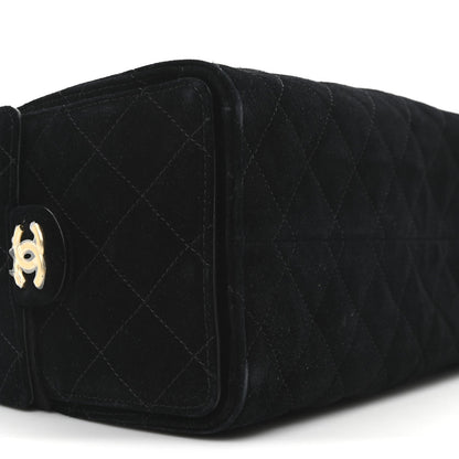 Suede Quilted Small Chanel 25 Handbag Black