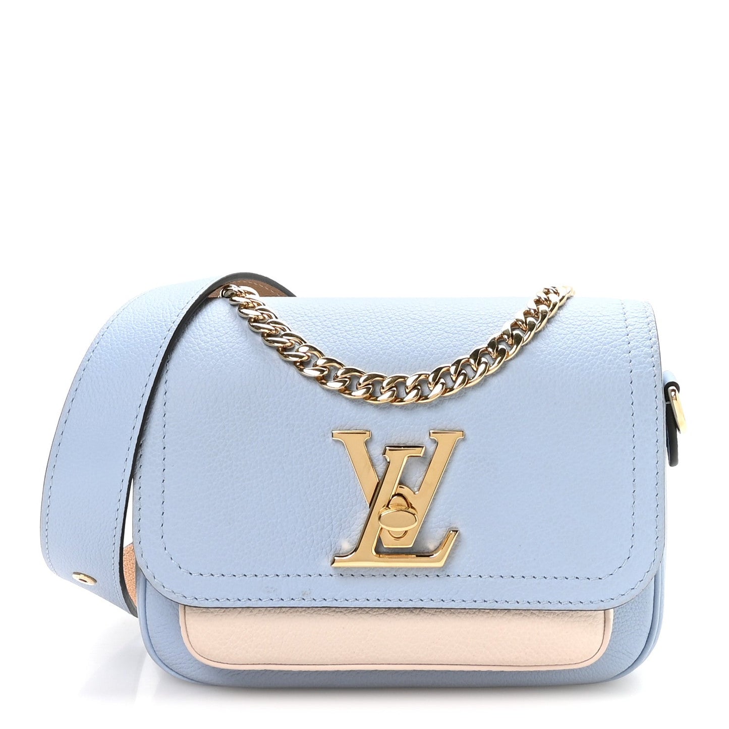 Grained Calfskin Lockme Tender Bleu Nuage