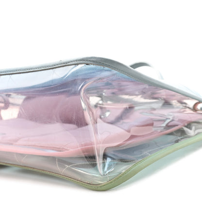 PVC Lambskin Stitched Medium Coco Splash Shopping Bag Blue Green Pink