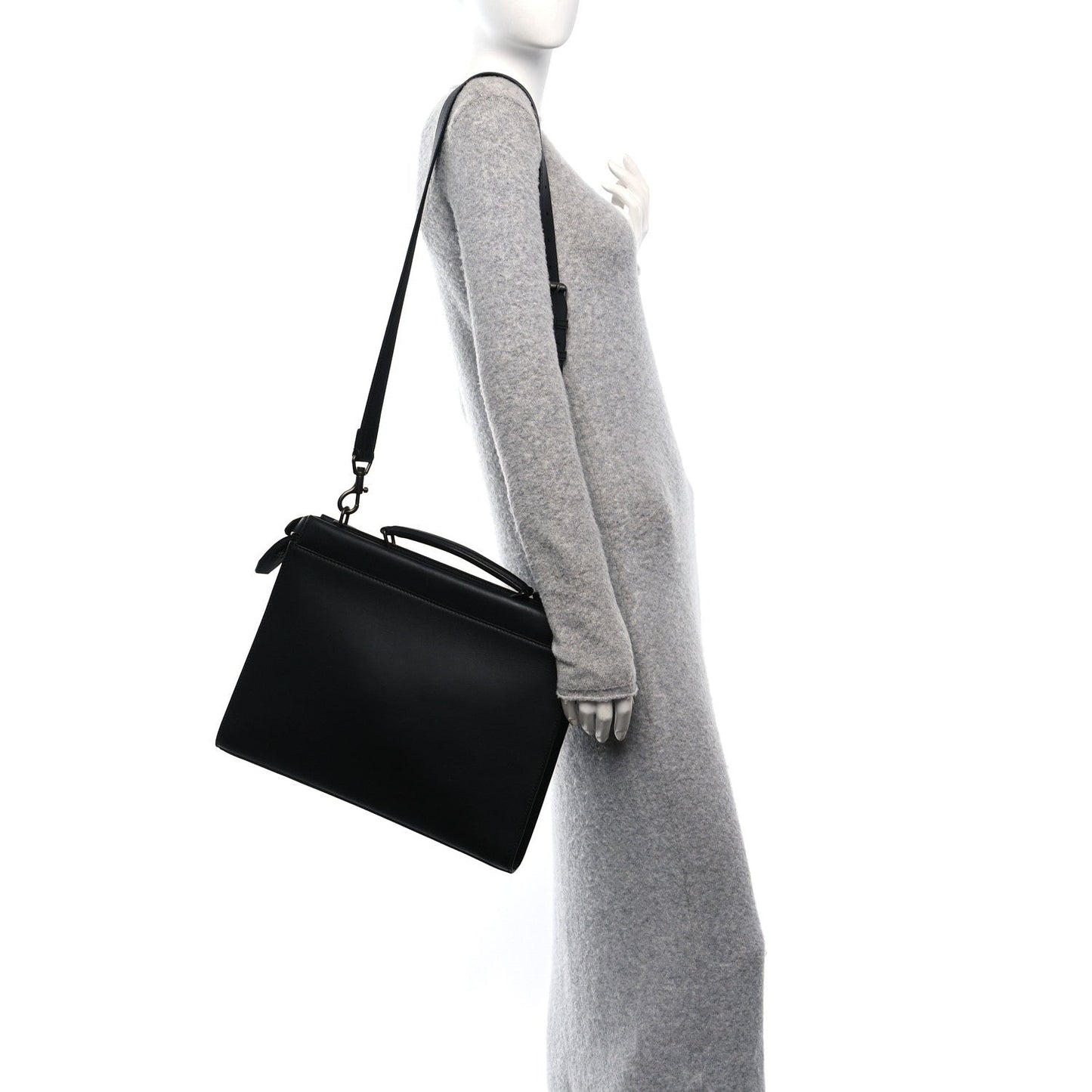 Vitello Grace Opaco Metal Monster Eyes Large Peekaboo Iconic Fit Satchel Black