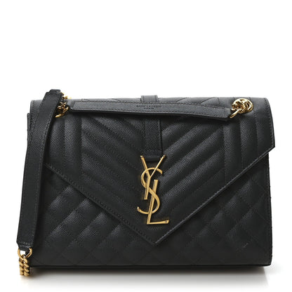 Grain De Poudre Textured Mixed Matelasse Triquilt Medium Monogram Satchel Dark Smog