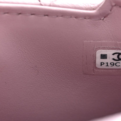 Shiny Aged Calfskin Quilted Mini Nano Kelly Shopper Light Pink