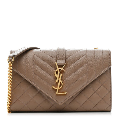 Grain De Poudre Textured Mixed Matelasse Triquilt Small Monogram Satchel Dark Beige