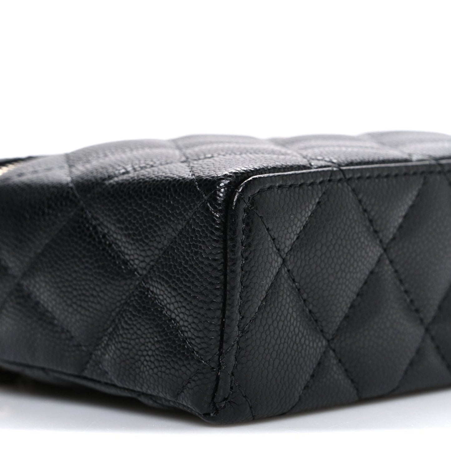 Caviar Quilted Top Handle Slim Vanity With Chain Black