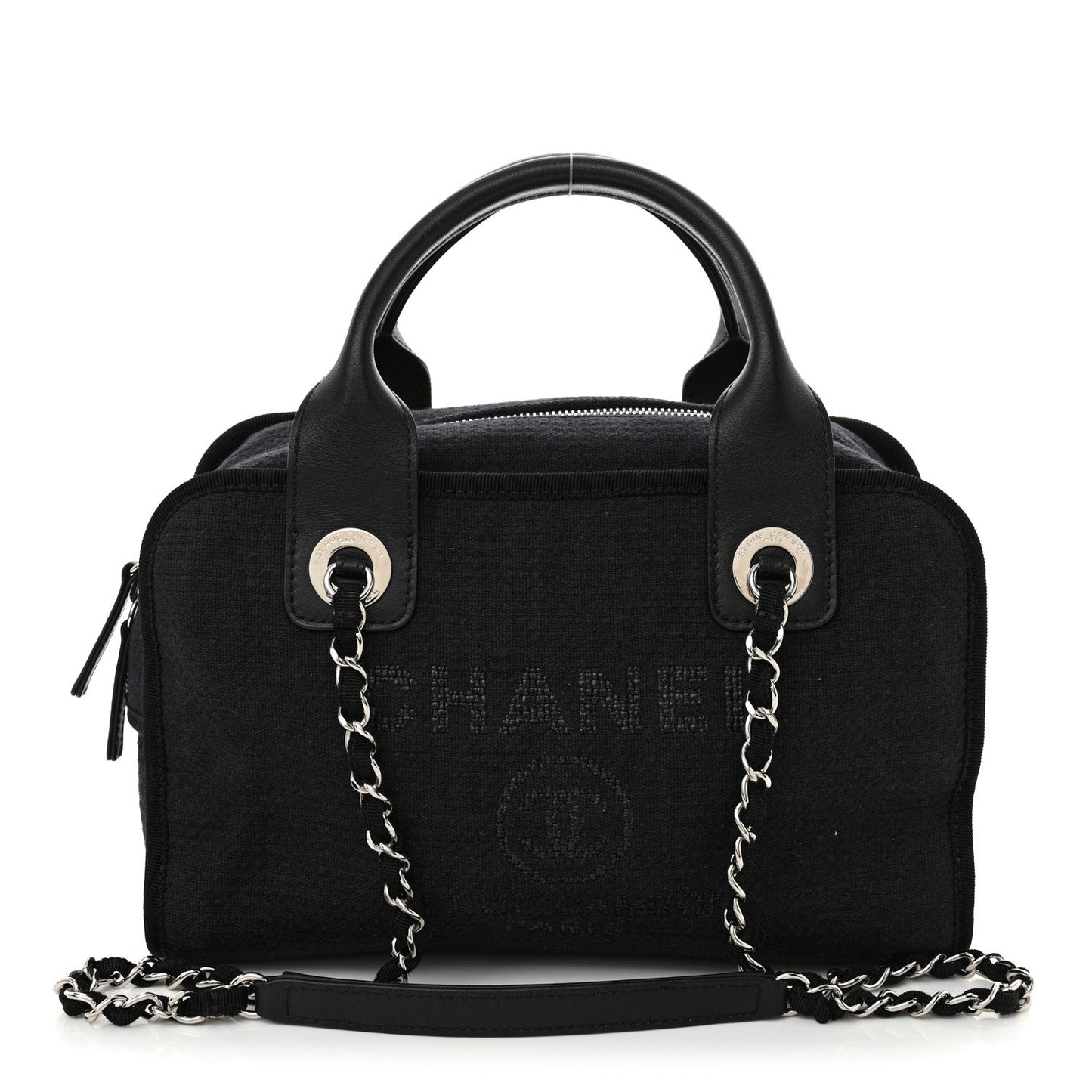 Mixed Fibers Small Deauville Bowling Bag Navy Blue