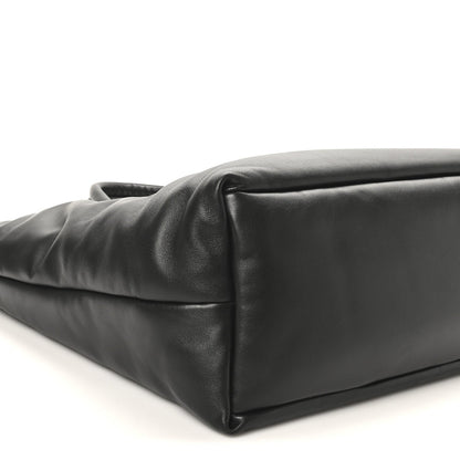 Lambskin Wide Puffer Tote Black