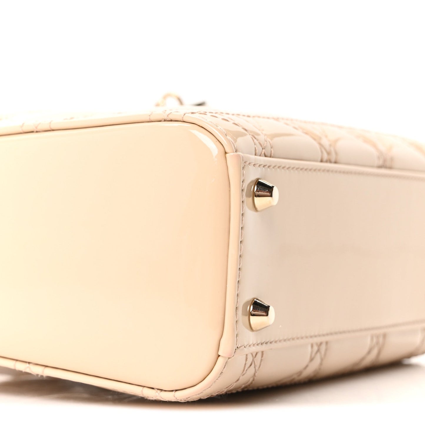 Patent Cannage Mini Lady Dior Beige