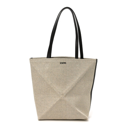 Cotton Calfskin Paula's Ibiza Medium Puzzle Fold Tote Ecru Hazel