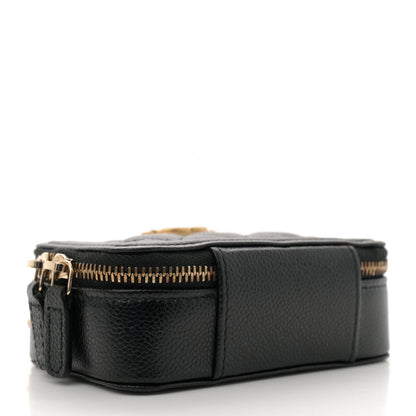 Caviar Quilted Mini Boy Clutch With Chain Black