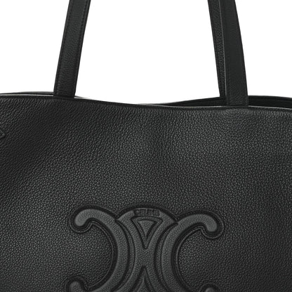 Grained Calfskin Triomphe Medium Cabas Anais Black