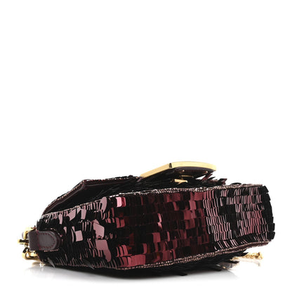 Sequin Paillettes Vitello Grace Sex and the City Mini Baguette Granata