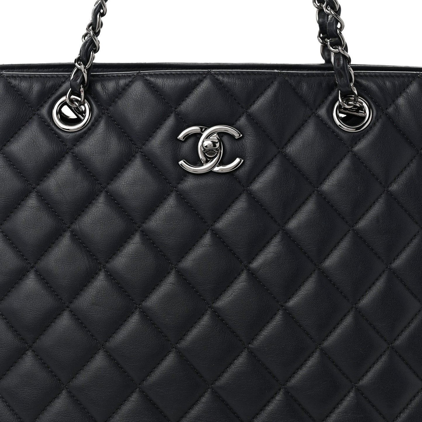 Calfskin Quilted Timeless Tote Dark Navy