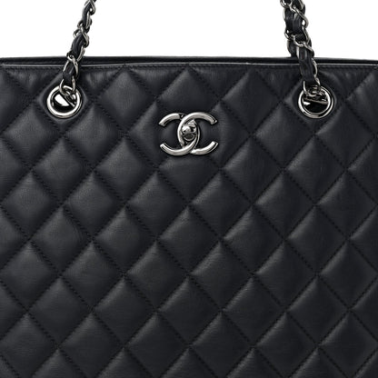 Calfskin Quilted Timeless Tote Dark Navy