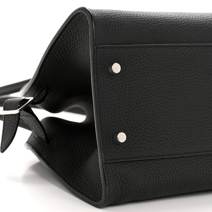 Matte Grained Calfskin Margaux Shoulder 12 Black