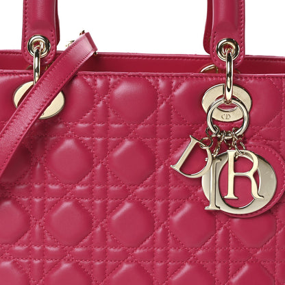 Lambskin Cannage Medium Lady Dior Fuchsia