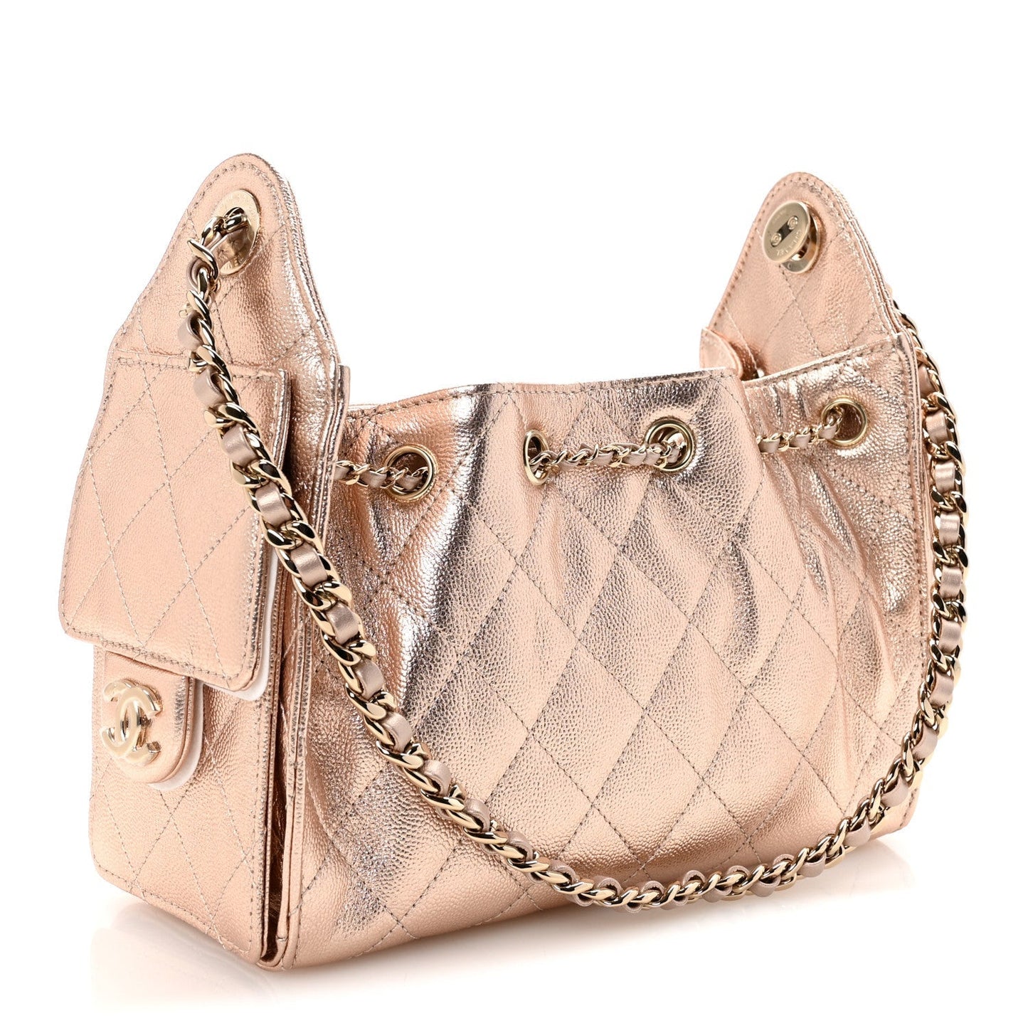 Metallic Caviar Quilted Mini Chanel 25 Handbag Copper