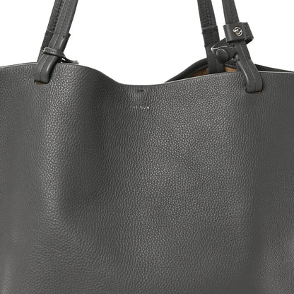Grained Calfskin Park Tote Three Charcoal