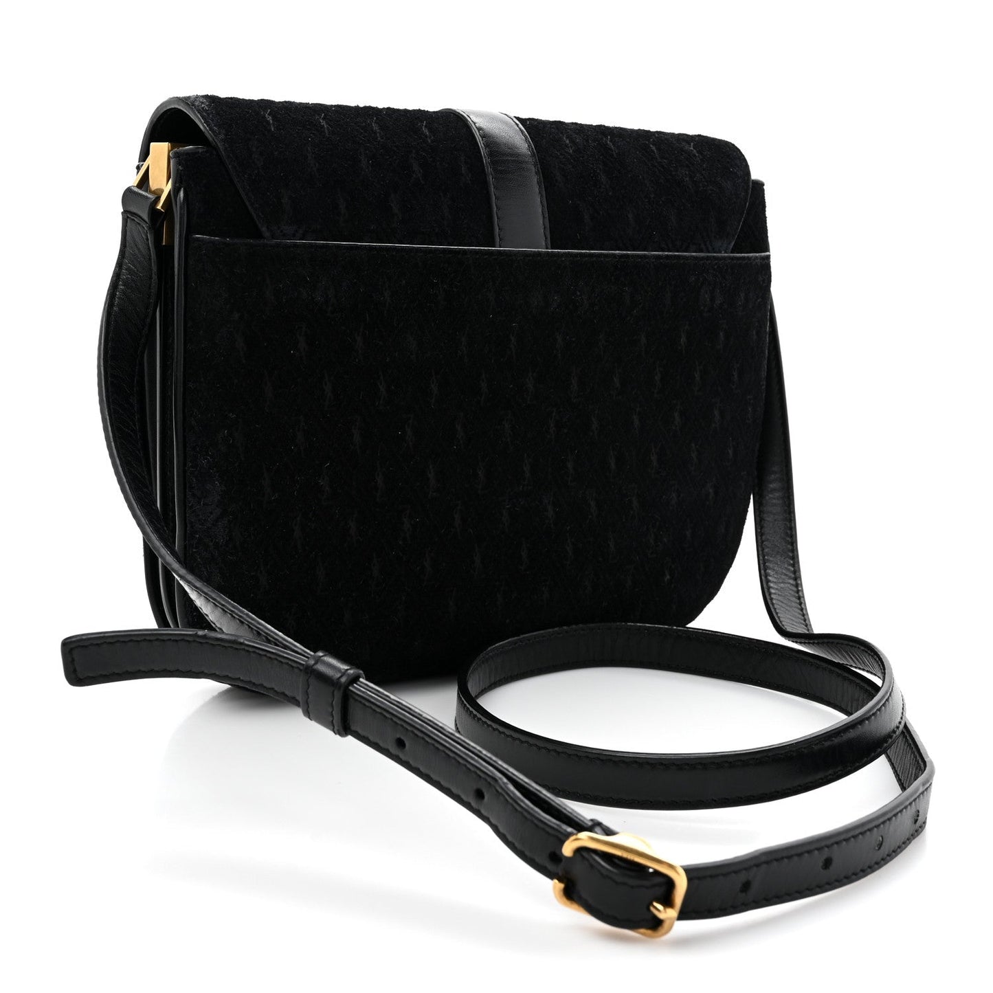 Suede All-Over Monogram Small Le Monogramme Satchel Black