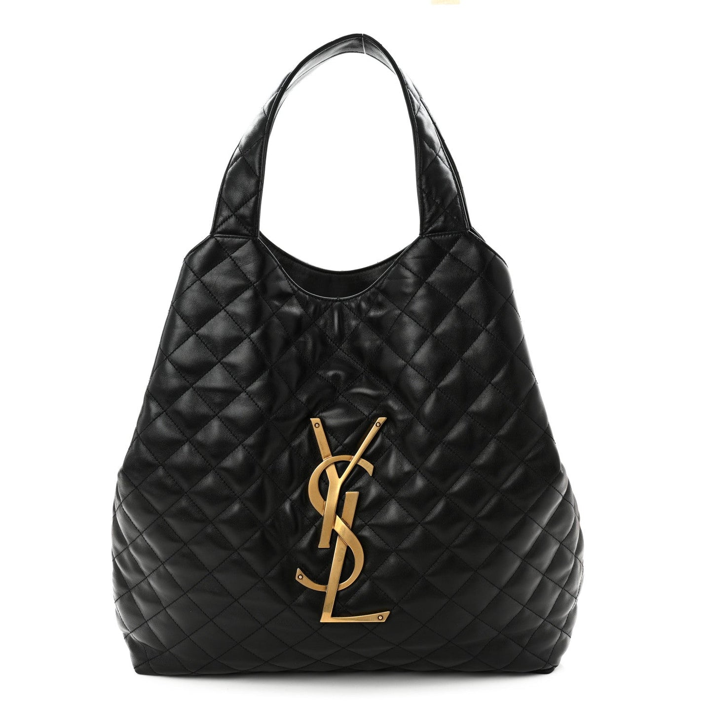 Lambskin Quilted Maxi Icare Shopping Tote Black