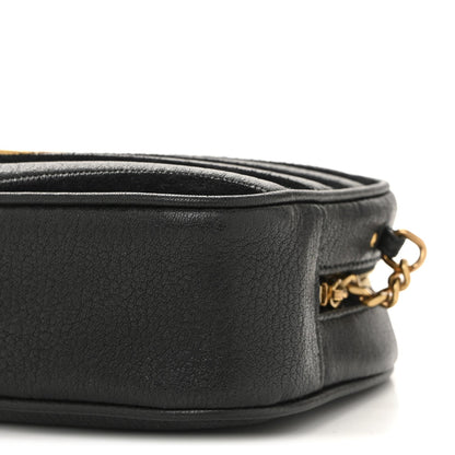 Calfskin Suede Matelasse Monogram Mini Lou Camera Bag Black